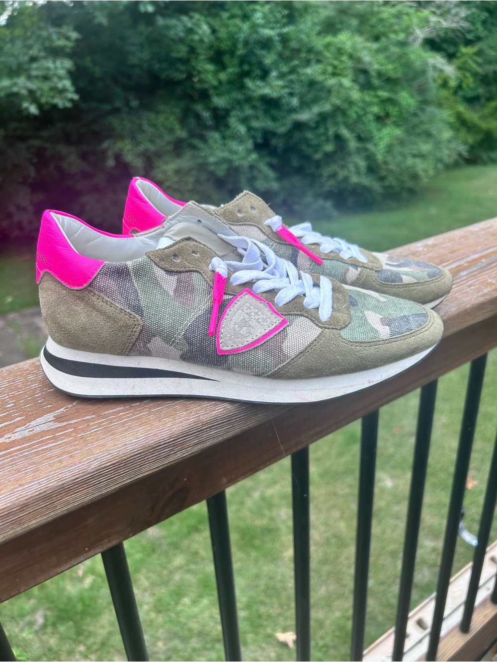 Philippe Model Tropez Higher (TRPX) Camouflage Neon Green/Fuchsia sneakers